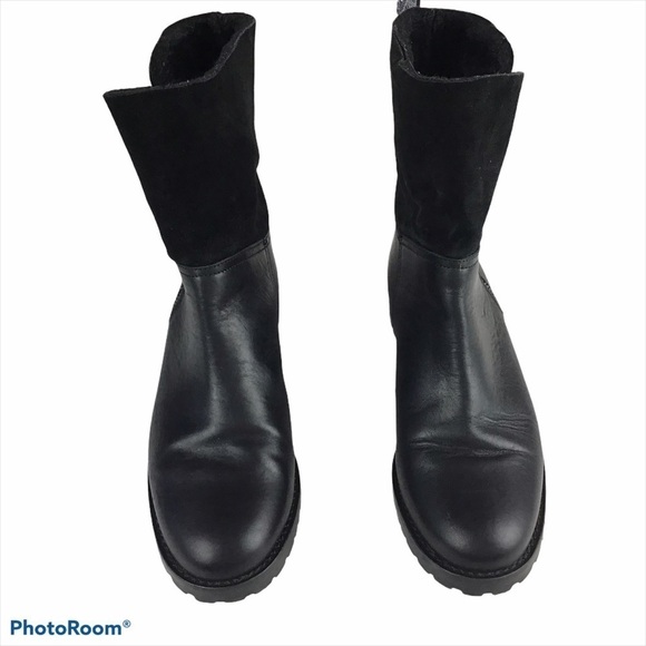 Fabianelli Women's Leather and Suede Lined Black Boots - Picture 2 of 8